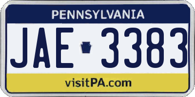 PA license plate JAE3383