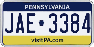 PA license plate JAE3384