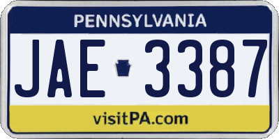 PA license plate JAE3387