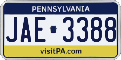 PA license plate JAE3388