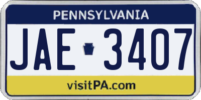 PA license plate JAE3407