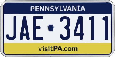 PA license plate JAE3411