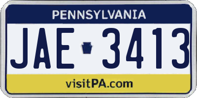 PA license plate JAE3413