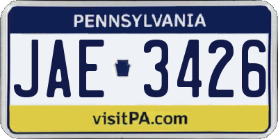 PA license plate JAE3426