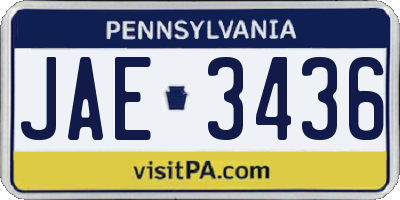 PA license plate JAE3436