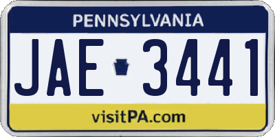 PA license plate JAE3441