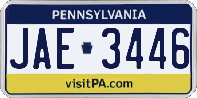 PA license plate JAE3446