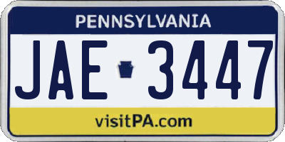 PA license plate JAE3447