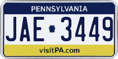 PA license plate JAE3449