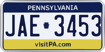 PA license plate JAE3453