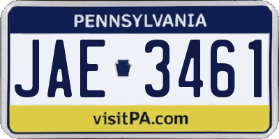 PA license plate JAE3461