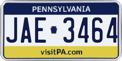 PA license plate JAE3464