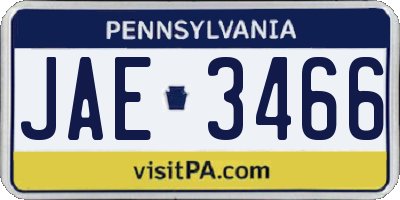 PA license plate JAE3466