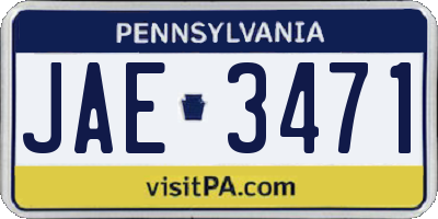 PA license plate JAE3471