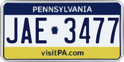 PA license plate JAE3477