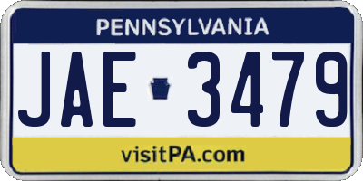 PA license plate JAE3479