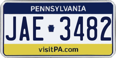 PA license plate JAE3482