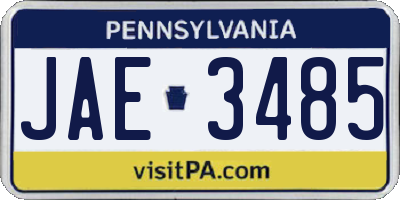 PA license plate JAE3485
