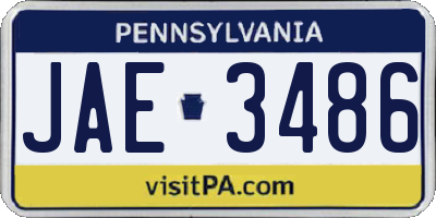 PA license plate JAE3486