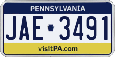 PA license plate JAE3491