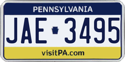 PA license plate JAE3495