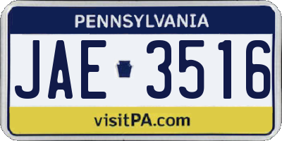 PA license plate JAE3516