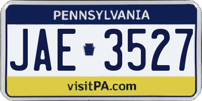 PA license plate JAE3527