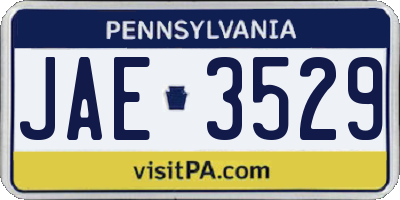 PA license plate JAE3529