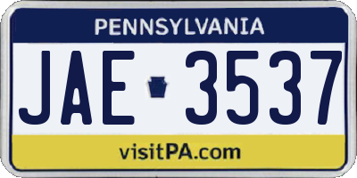 PA license plate JAE3537