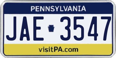 PA license plate JAE3547