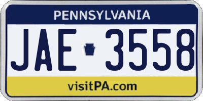 PA license plate JAE3558