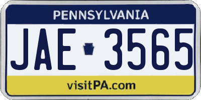 PA license plate JAE3565