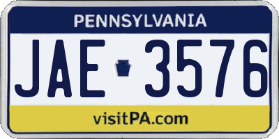 PA license plate JAE3576