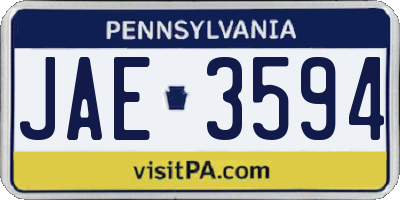 PA license plate JAE3594