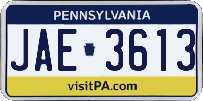 PA license plate JAE3613