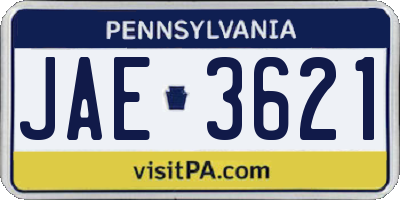 PA license plate JAE3621