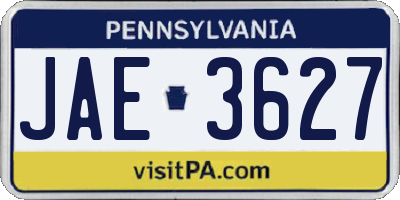 PA license plate JAE3627