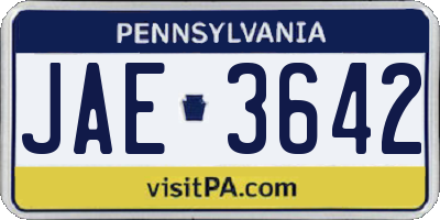 PA license plate JAE3642