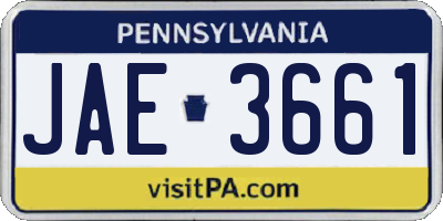 PA license plate JAE3661