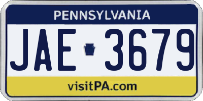 PA license plate JAE3679