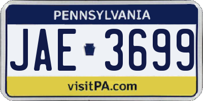PA license plate JAE3699