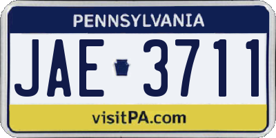 PA license plate JAE3711
