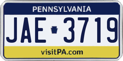 PA license plate JAE3719