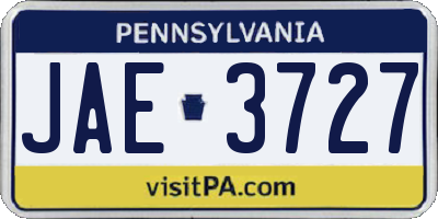 PA license plate JAE3727
