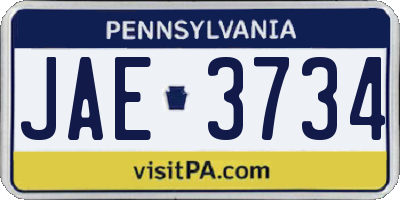 PA license plate JAE3734