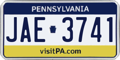 PA license plate JAE3741