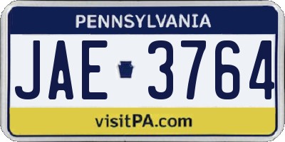 PA license plate JAE3764