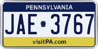 PA license plate JAE3767