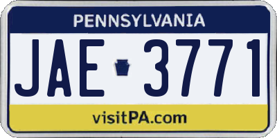 PA license plate JAE3771