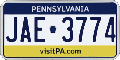 PA license plate JAE3774
